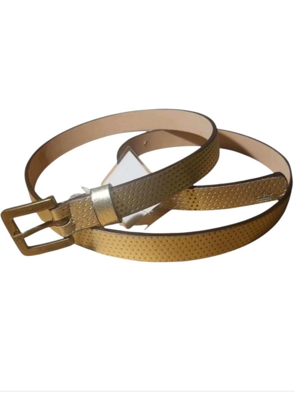 Peter Millar Gold Embossed Leather Belt Size Medium NWT